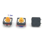 10Pcs 12x12x7.3mm Yellow Tactile Switch Push Button Micro Momentary Tact Switches for DIY Electronics