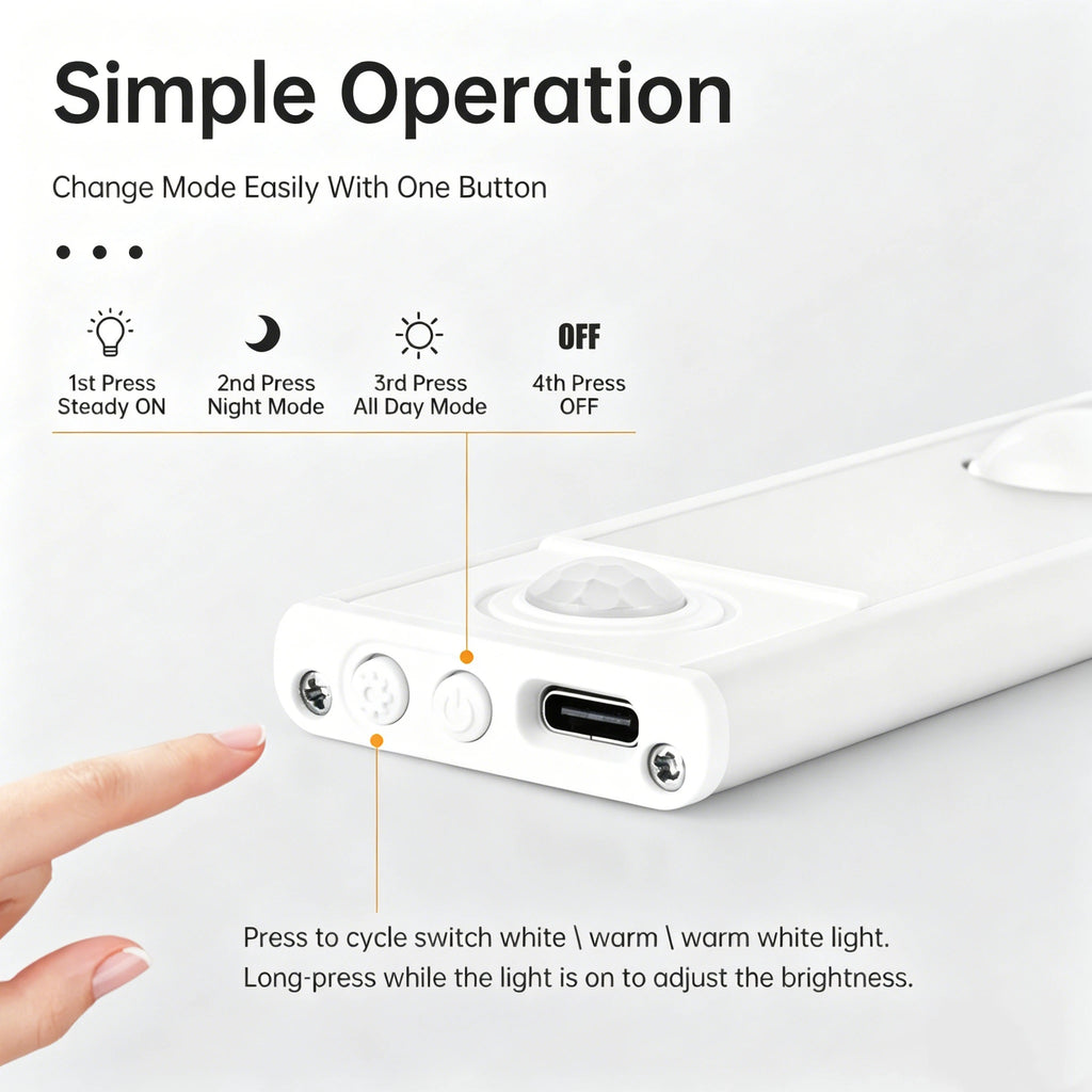 LED Cabinet Light USB Rechargeable Motion Sensor Dimmable LED Night Lamp For Kitchen Wardrobe Closet Home Lighting 20/30/40/50CM