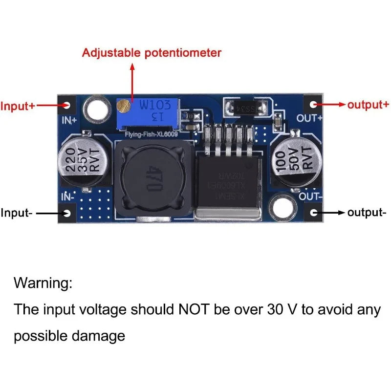 3pcs XL6009 DC-DC Step Up/Down Power Module Adjustable 4A Current for Solar Panels 400KHz 3.8-32V to 1.25V-35V