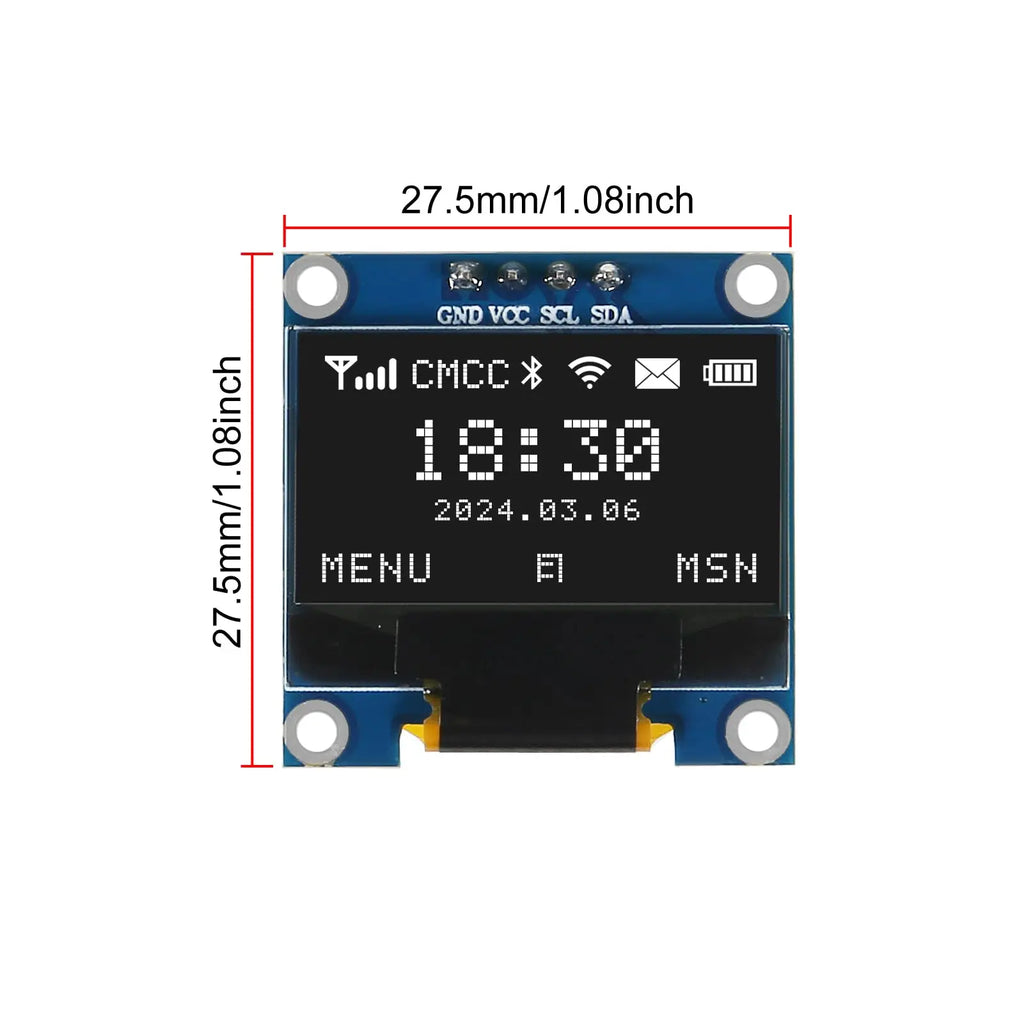 0.96" Inch OLED Display Screen Module I2C IIC 128x64 SS - D - 1306 3.3V-5V Blue/blue Yellow/White for Arduino ESP32 ESP8266