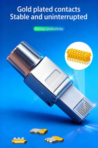 Reusable Toolless RJ45 Connector Cat7 FTP Shielded Metal Plug 22AWG 24AWG 26AWG 10Gbps High Speed Ethernet Terminator