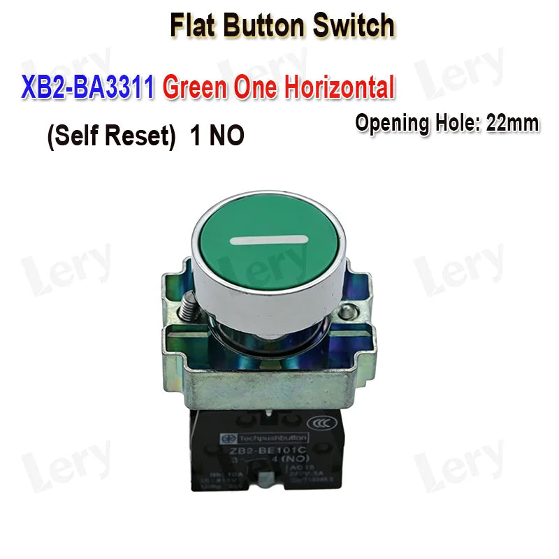 1Pcs XB2-BG21 XB2-BA31 XB2-BS54 22mm Knob Key Start Inching Power on Button Switch Self Reset Small Mushroom Head Emergency Stop
