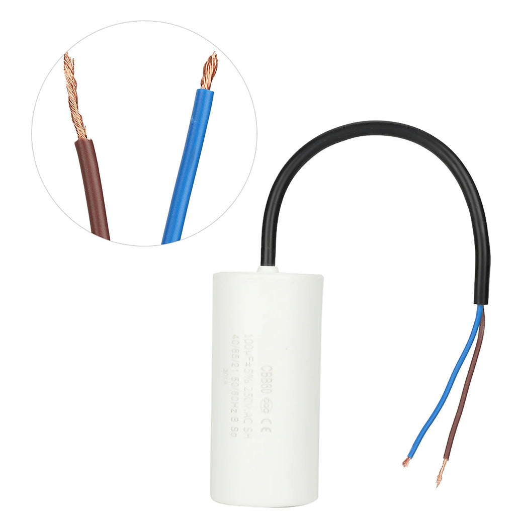 CBB60 Capacitor CBB60 Run Capacitor with Wire  250V AC 100uF 50/60Hz for Motor Air Compressor Run Capacitor Motor Capacitor