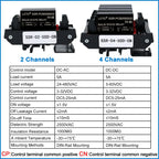 LCTC Solid State Relay Module 2 Or 4 Channels Relay DC TO AC DC TO DC 5A Common Positive Common Negative SSR DIN Mounted Relay