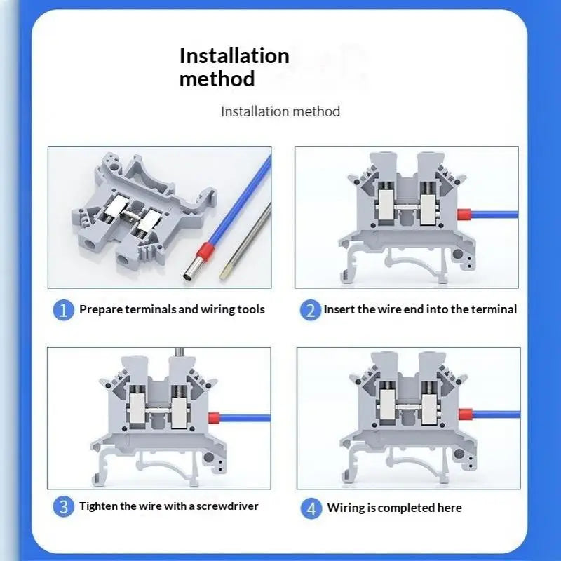 【CCA】10Pcs UK 2.5 Terminal Block UK2.5B Screw Connection Connect Strip 2.5B 2.5mm² Cable Electrical Din Rail Wire Connectors