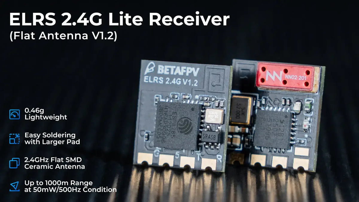 BETAFPV ELRS Lite 2.4GHz V1.2 Receiver ESP8285 SX1280 Flat Antenna 5V Input For Meteor65 Meteor75 Tiny Whoop FPV Racing Drone