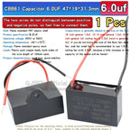 1pcs CBB61 Fan Starting Capacitor 450V 0.8/1/1.2/1.5/2/2.5/3/3.5/4/4.5/5/6/7/8/10/12/15/18/20UF Ceiling Fan Hood Motor Capacitor