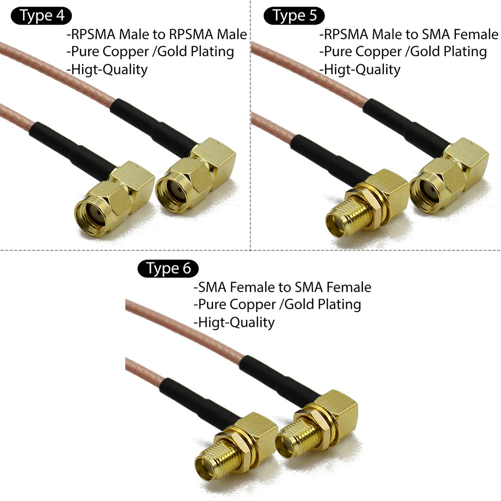 RG316 SMA to SMA Male Female Right Angle RF Coaxial Extension Cable Pigtail for WiFi 3G 4G GSM Antenna