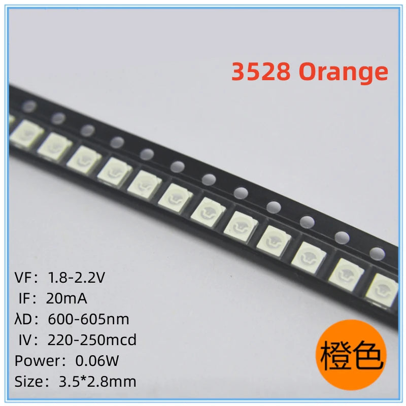 2000Pcs 3528 SMD LED Red Blue Green White Yellow Pink UV RGB LED Lamp Beads Size 1210 Light-emitting Diode High Bright Quality