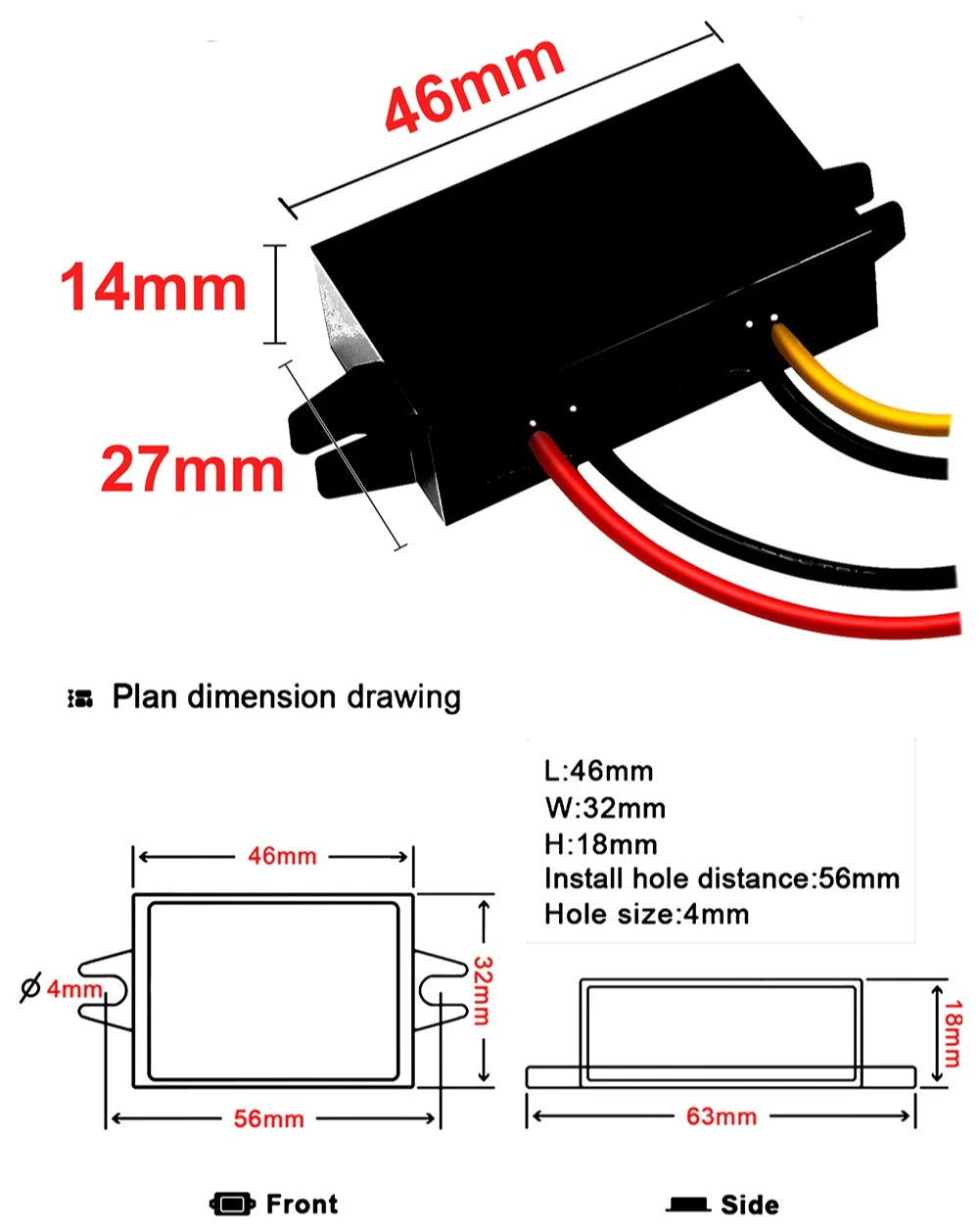 12V 24V to 5V 3A 5A 10A 8-36V Buck to 5V Step Down DC-DC Power Converter Switching Voltage Power Supply 12Volt to 5Volt for Car