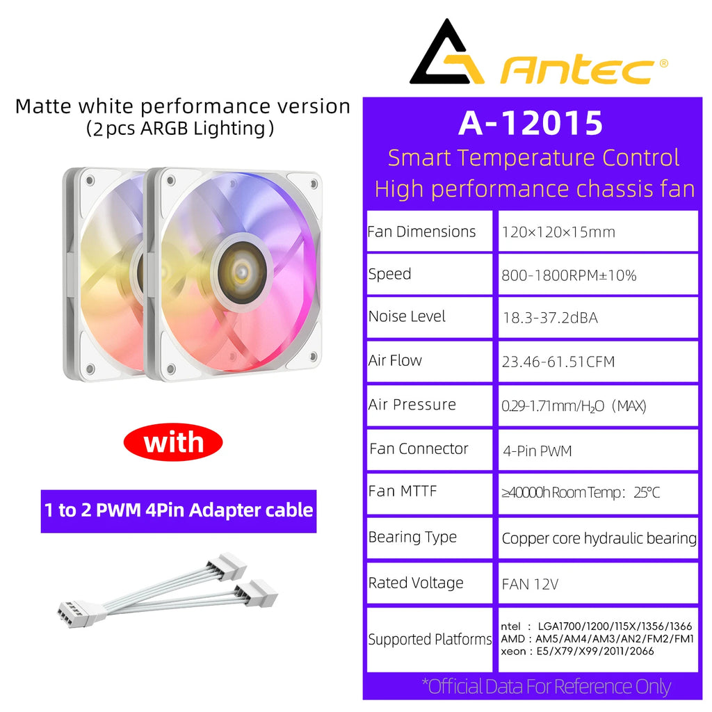 Antec Computer Case Fan PWM 4 Pin 5V 3Pin ARGB 120mm Silent  Fan CPU Cooler Cooling Fan Cooling Radiator Fan 12V Adjust Fan