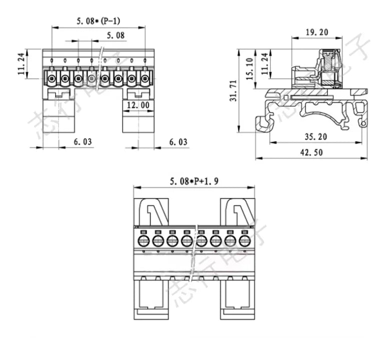 2EDG-UKR-5.08mm Rail Mounted Plug-in Terminal Block Connector 2EDG 5.08mm 2P 3P 4P5P-24Pin Screw Free Guide Rail Docking KD Plug