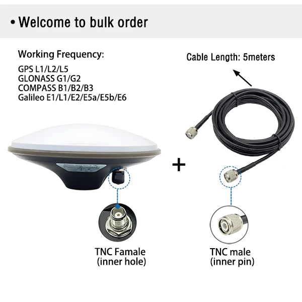 High Precision RTK GNSS Antenna GPS High Gain ZED F9P Antenna TNC GNSS GPS GLO GAL BDS