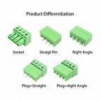 10PCS/Pairs 2EDG 15EDG 3.5MM 3.81MM  PCB Screw Terminal Block Connector Pulg  Header Socket  Green Phoenix Terminal Block 2-24P