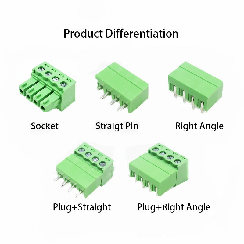 10PCS/Pairs 2EDG 15EDG 3.5MM 3.81MM  PCB Screw Terminal Block Connector Pulg  Header Socket  Green Phoenix Terminal Block 2-24P