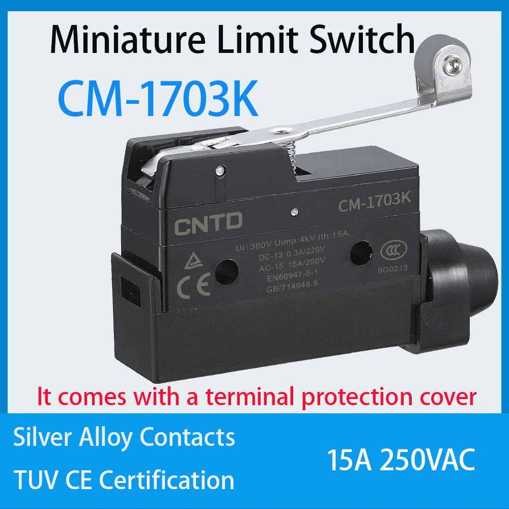 CNTD CM-1703 CM-1703K CM-1703N Micro Switch Limit Switch Travel Switch Self-Resetting Long Handle Roller Snap Action Electrical