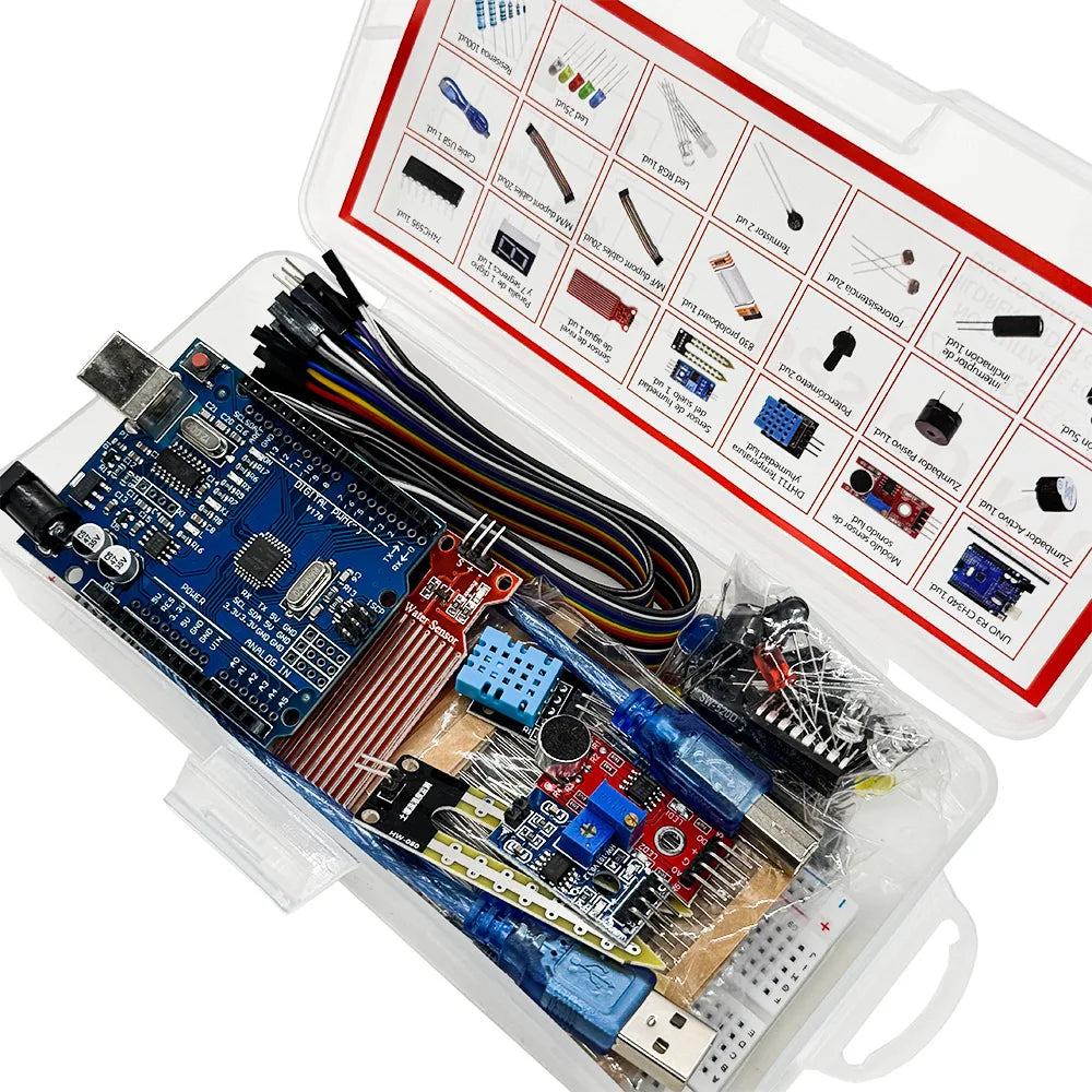 Elecrtonics Fun Basico Kit For Arduino Uno R3 Board 830-Hole BreadBoard Dupont Elecrtonics Starter Learning Kit
