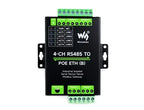 Waveshare 4 Channels RS485 Independent Operation, 4-Ch RS485 To RJ45 Ethernet Serial Server Optional PoE Function