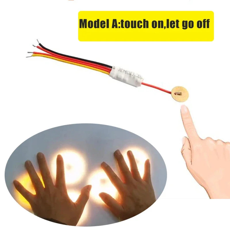 MINI Touch Sensor Switch 3.7-24V 2.5A, Dual Mode Touch Control, for LED Light/Water Level, 4mm Plastic/Glass Panel