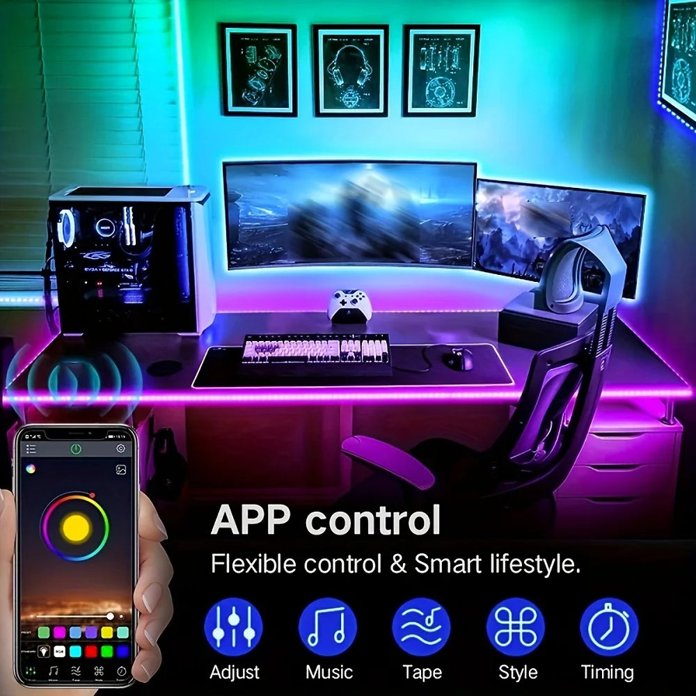 USB 5V Strip Led Lights Tape RGB 5050 Led Wall Room APP Remote Control Flexible LED Tape Diode Lights for Room Home Decoration