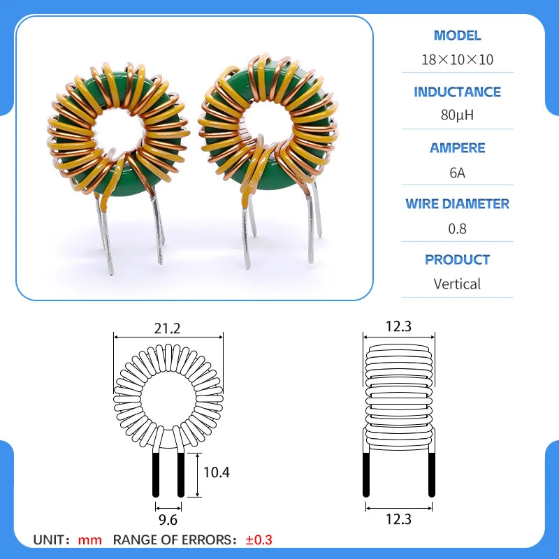 18x10x10 50/80uH 1/2/4/4.7/5/10/20/22/40/45/50mH magnetic ring common mode inductor common mode filter choke