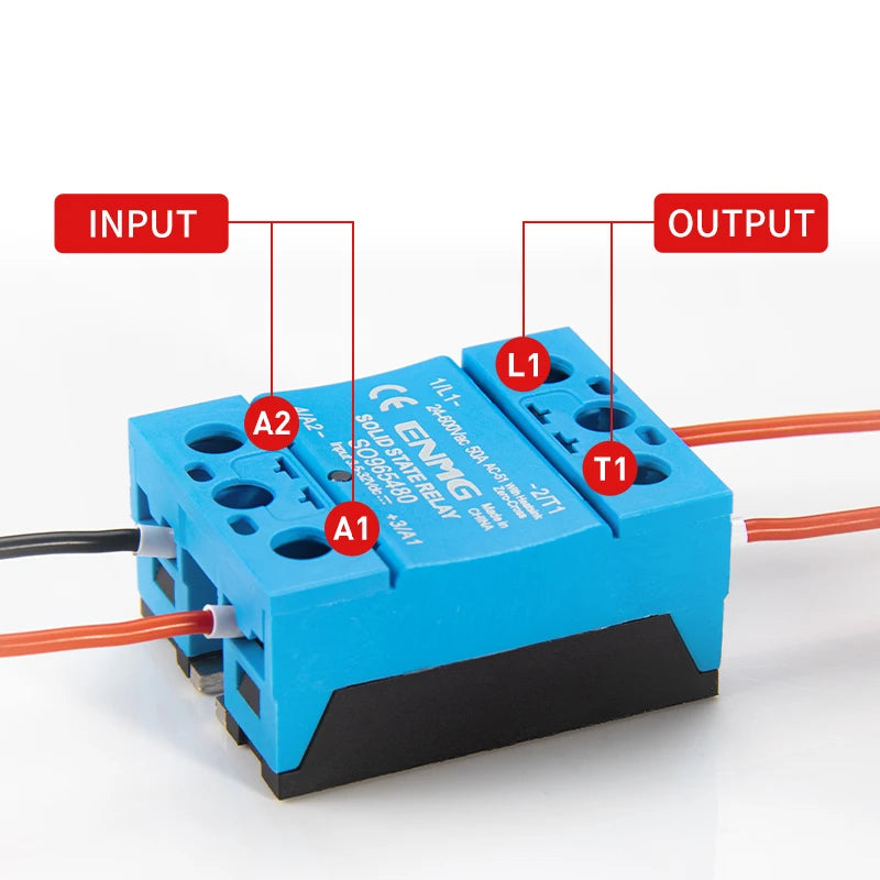 ENMG Single Phase Solid State Relay 12-24VDC Control AC Small SSR Non-Contact Contactor SO9496 Flame Retardant Optical Isolation