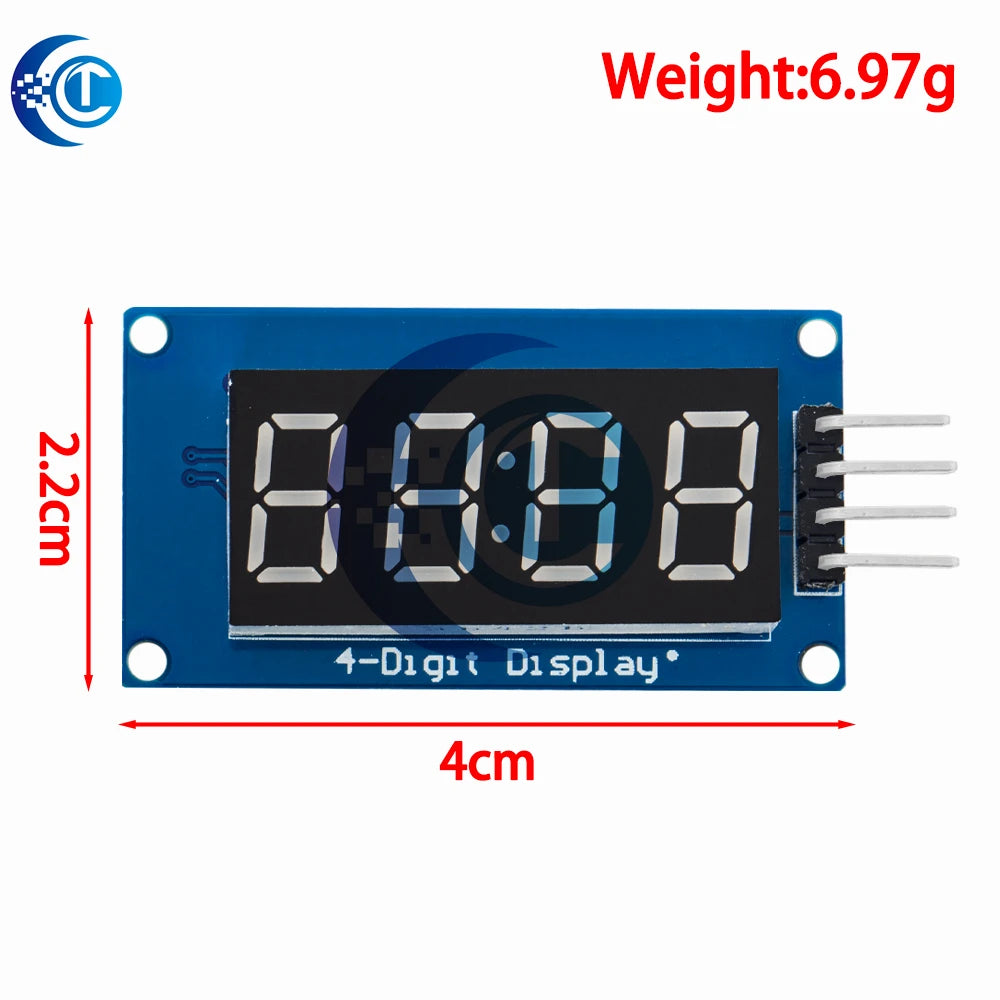 TM1637 4-Bits Digital LED Display Module for Arduino: 0.36 - Inch 7 - Segment RED Anode Tube with Four Serial Driver Board Pack
