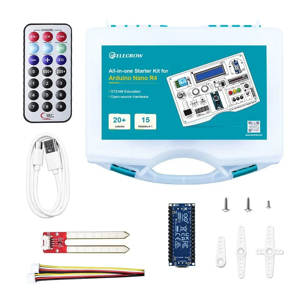 Elecrow All-in-one Starter Kit for Arduino NANO R4 with 20 lessons and 16 modules STEM Education Programming Learning Set