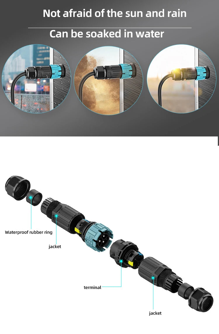 P23 quick connection waterproof connector IP68 waterproof connector male and female aviation plug LED adapter cable connection