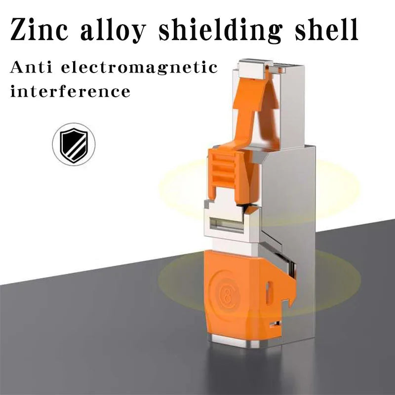RJ45 Cat8 Cat7 Cat6A Connectors Metal Tool Free Easy Termination Plug 2000MHz 40G LAN Cable 22AWG - 24AWG Reusable Ethernet Plug