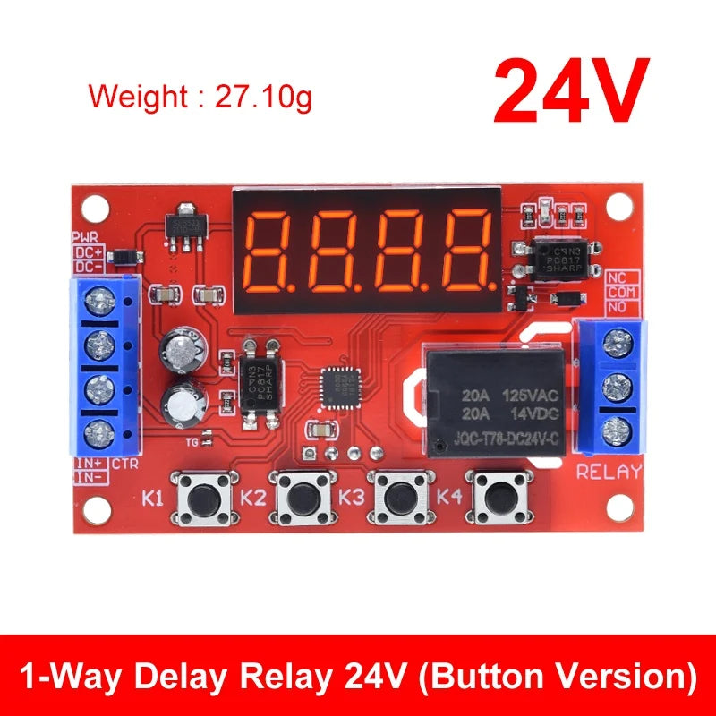 DC 5V 12V 24V 10A Adjustable Time Delay Relay Module 32 Modes LED Digital Timming Trigger Timer Control Switch Pulse Cycle