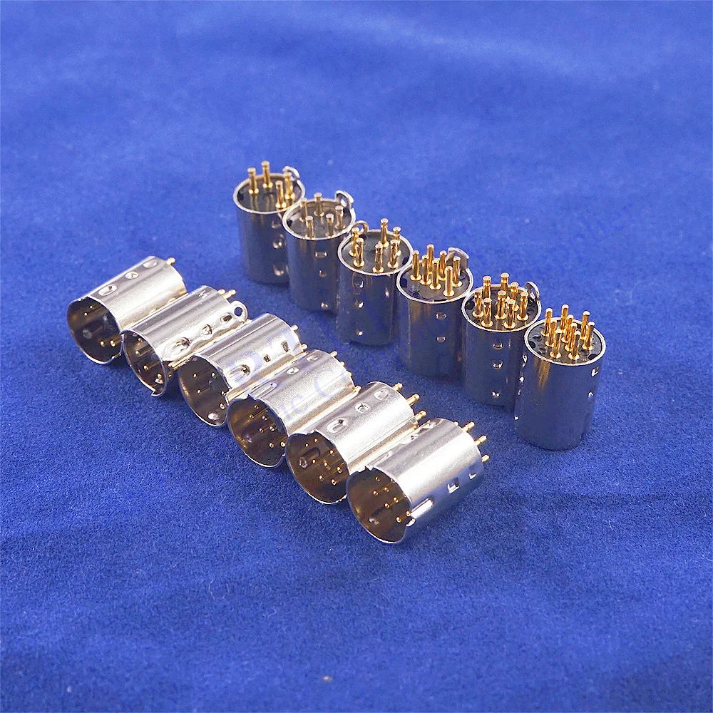 5/20/50/200 pcs Mini Din Plug Male Connector 3 4 5 6 7 8 9 Pin PCB mount Straigh Machined Header Gold Plated Pins Board Solder