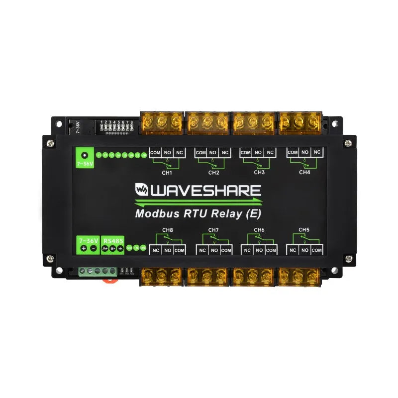 Waveshare Modbus RTU Relay (E),Industrial Modbus RTU 8-ch Relay Module (E) with RS485 Interface,30A High Current,Multi Isolation