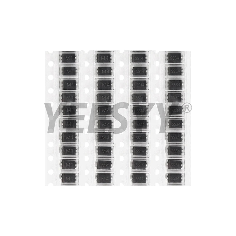 90PCS Rectifier Diode 1N4007 1N4001 1N4004 SS16 SS26 SS36 SS14 SS24 SS34 SMD Schottky Diode Assort Kit