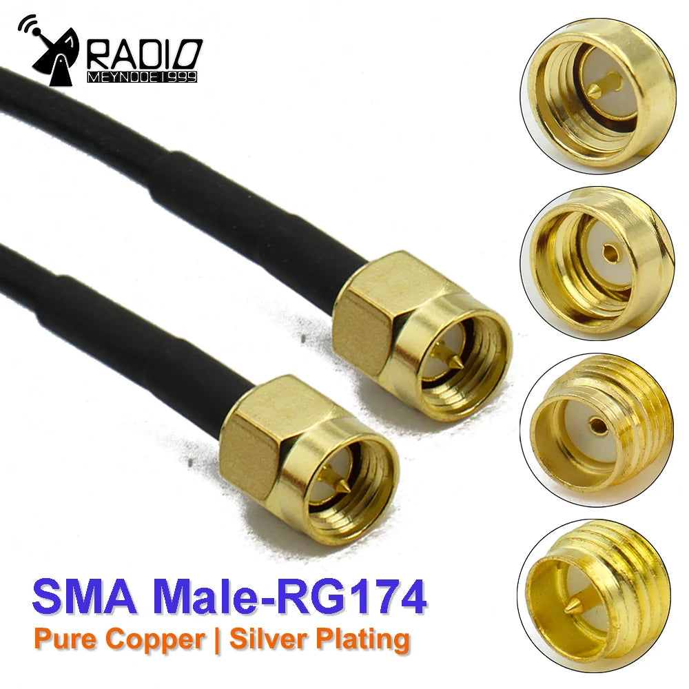 RG174 SMA to SMA Cable Male to Male extension jumper Pigtail male Adapter Cable my SMA  Antenna cable For WIFI 3G 4G GSM Antenna