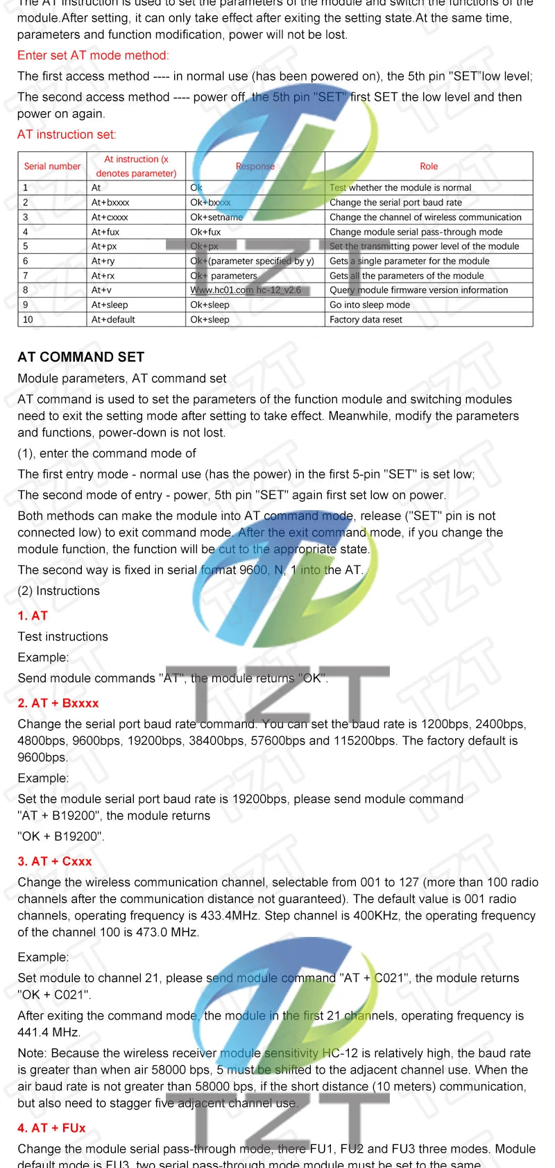 1/2/5pcs TZT 433Mhz HC-12 SI4463/4438 Wireless Serial Port Module 1000m Replace Bluetooth NEW