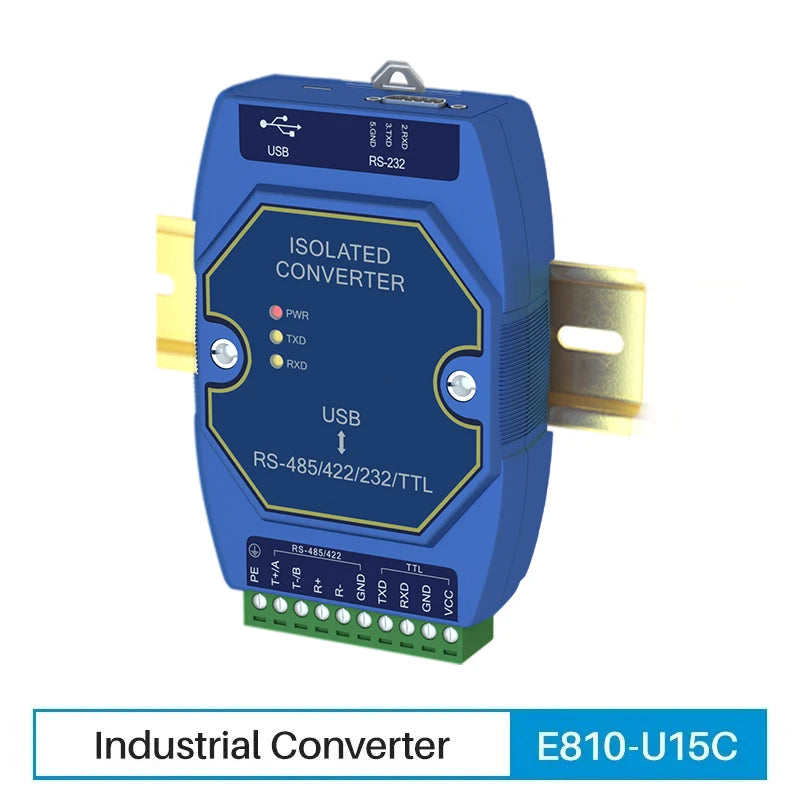 USB To RS485 RS422 RS232 TTL Industrial Converter CDSENET E810-U Series FT232 3.3/5V Power Signal Isolation Type-C