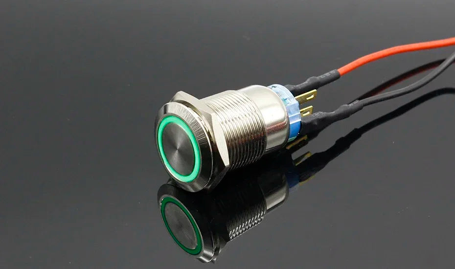 19mm Metal Alumina Black Press Button Led Power Mark Lamp Button Momentary/Latching Control PushButton Switch