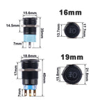 1pc 16/19mm Momentary Reset Fog Lamp Metal Push Button Switch with Connector Car Symbols LED Oxidized Black 12V Latching Fixed