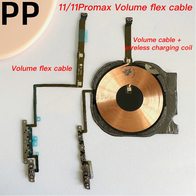 Suitable for iPhone 11 11pro 11promax volume cable mute side button cable with wireless charging coil second-hand original