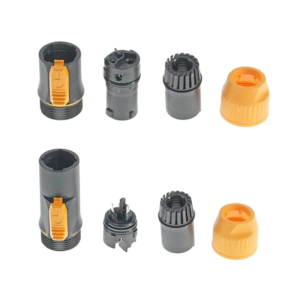 10PCS Waterproof PowerCON True Locking Connector 3-Pin  Male Plug Jack, IP65 PA66 Black/Orange Power Cable Connector