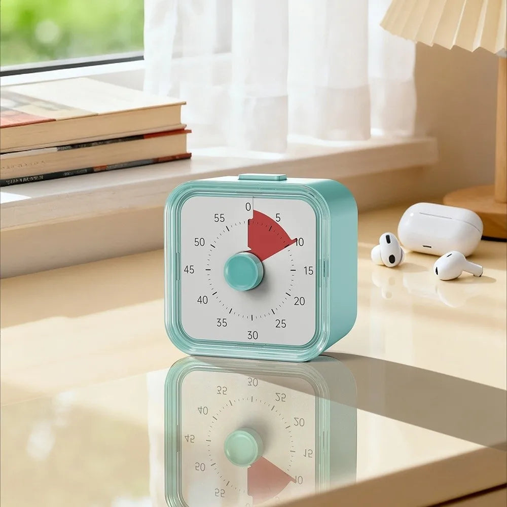 60 Minutes Visual Timer Round/Square Ultra Silent Countdown Alarm Clock Self-discipline Visualization Kitchen Timer