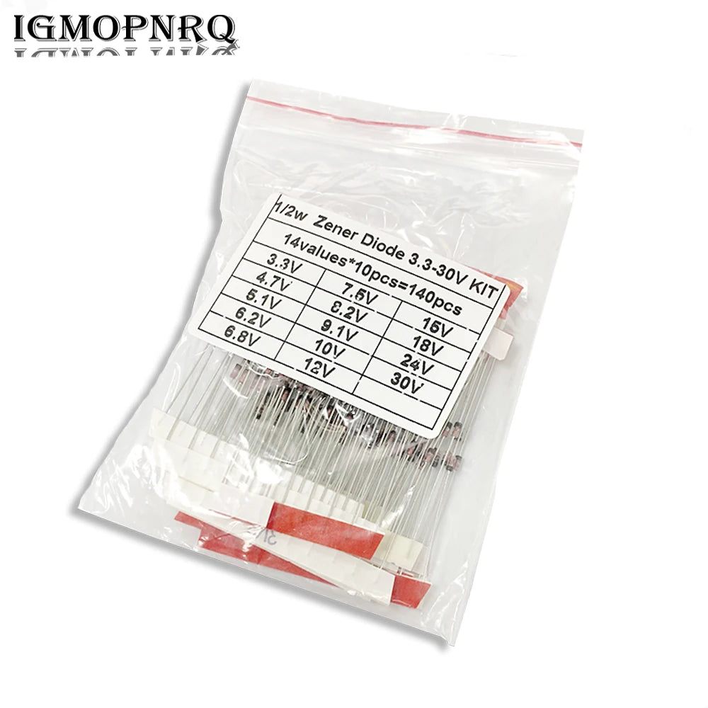1/2w 0.5W regulator 3.3V-24V 14values*10PCS=140PCS Zener Diode Assorted Assortment Set New electronic diy kit 4V7 5V1 8V2 15V