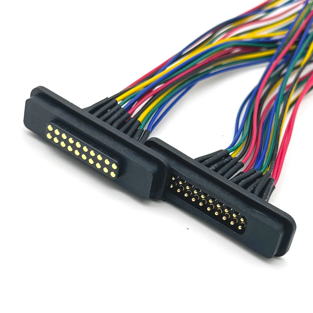 1set 2A 12Pin 20Pin DC Magnetic Pogo Pin Connector Pogopin Male Female With Ribbon Cable Spring Loaded DC Power Socket