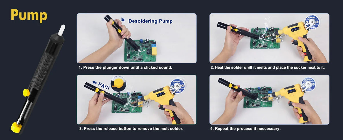 Toolour Solder Sucker Desoldering Vacuum Pump Solder Removal Tool Soldering Iron Auxiliary Tool Welding Accessories
