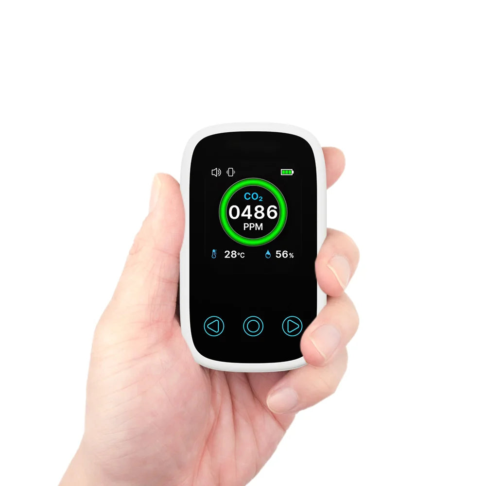 Air Quality Monitor CO2 Meter 3 in 1 Portable Temperature Humidity Meter Type-C Charging LCD Screen NDIR Sensor 일산화탄소 경보기 누수탐지기