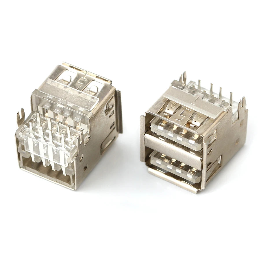 10PCS USB Interface Double-Layer USB Socket Type A Standard Port Male and Female Solder Socket DIP Straight Bent Pin PCB Socket