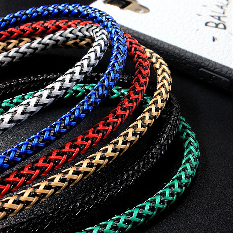Micro USB 2.4A Fast Charging Cable Nylon Data Cable Cord For Samsung Galaxy A3/A5/A7 Android Phone Mobile Devices 1M 2M 3M