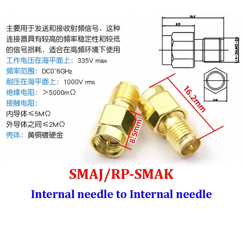1/3/5piece SMA Male Female RF Straight Connector 90 Degree Right Angle Tee Type 3Way Splitter RPSMA To RP-SMA Male Adapter