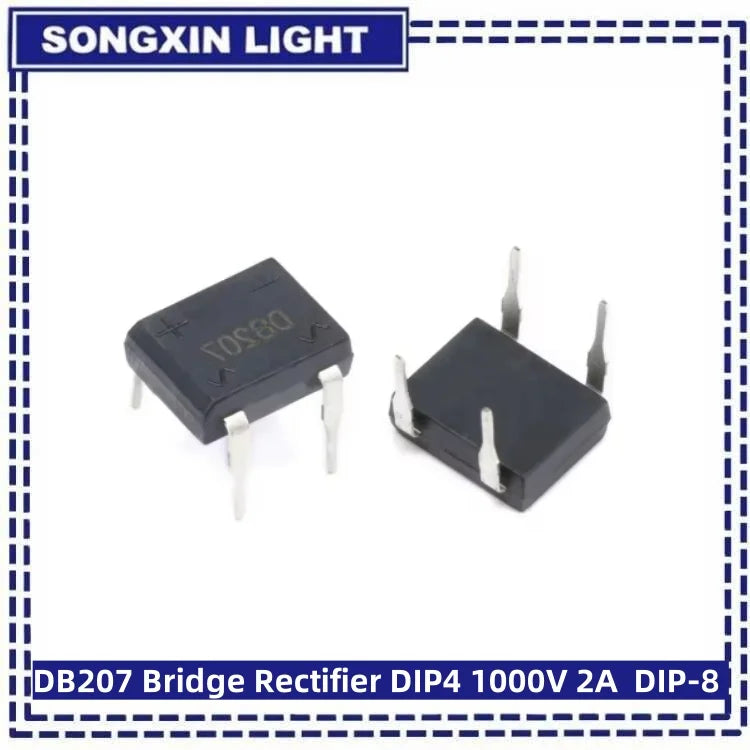 20PCS LUASAMIROB DB207 Bridge Rectifier DIP4 1000V 2A DB207S Power Diode Rectifiers Electronic Components IC